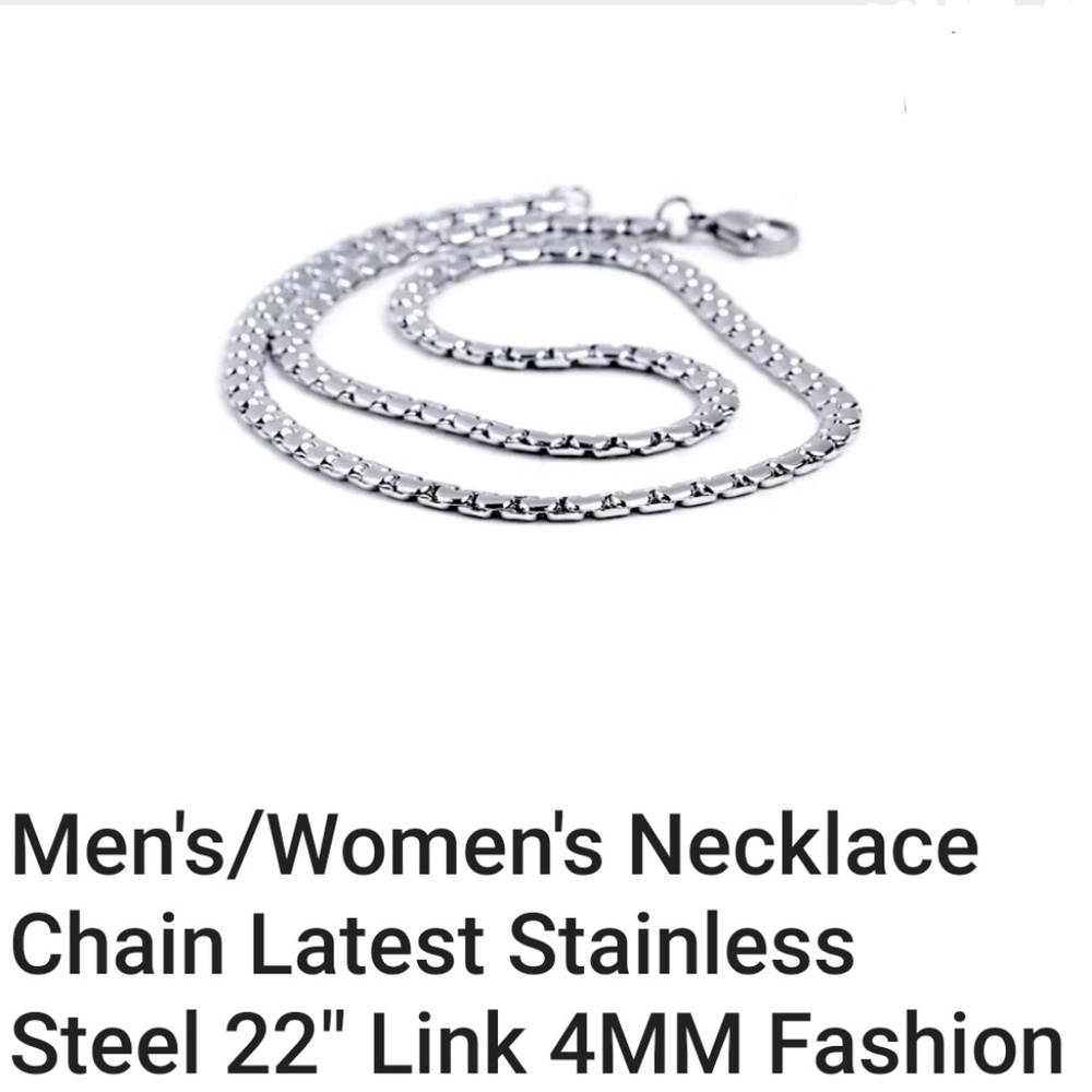 22" STAINLESS STEEL 4mm chain necklace - Picture 2 of 4